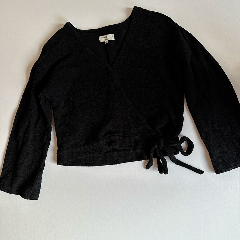 Madewell Texture & Thread Faux Wrap Tie Top-Med